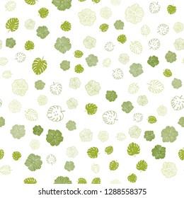 Light Green vector seamless abstract background with leaves, flowers. Modern abstract illustration with leaves and flowers. Pattern for trendy fabric, wallpapers.