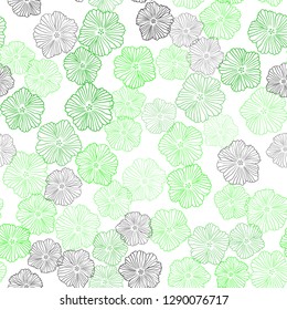 Light Green vector seamless abstract backdrop with flowers. Glitter abstract illustration with flowers. Design for wallpaper, fabric makers.