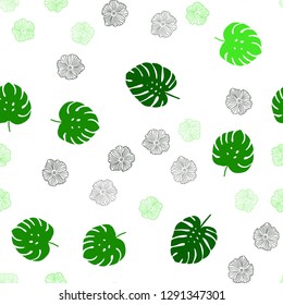 Light Green vector seamless abstract design with flowers, leaves. Colorful illustration in doodle style with leaves, flowers. Pattern for trendy fabric, wallpapers.