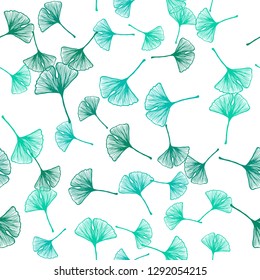 Light Green vector seamless abstract background with leaves. New colorful illustration in doodle style with leaves. Texture for window blinds, curtains.