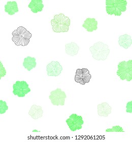 Light Green vector seamless abstract background with flowers. Colorful illustration in doodle style with flowers. Design for wallpaper, fabric makers.