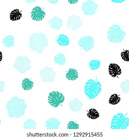 Light Green vector seamless abstract pattern with flowers, leaves. Doodle illustration of leaves and flowers in Origami style. Pattern for design of fabric, wallpapers.