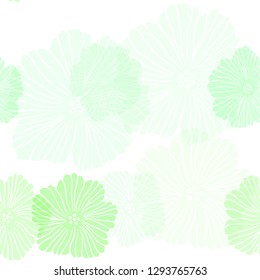 Light Green vector seamless abstract background with flowers. Flowers in natural style on white background. Design for wallpaper, fabric makers.