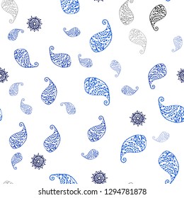 Light Green vector seamless abstract backdrop with leaves and flowers. Doodle illustration of leaves and flowers in Origami style. Design for textile, fabric, wallpapers.