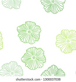 Light Green vector seamless abstract design with flowers. Decorative design of flowers on white background. Template for business cards, websites.