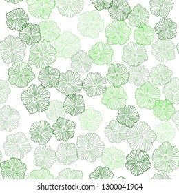 Light Green vector seamless abstract backdrop with flowers. Doodle illustration of flowers in Origami style. Texture for window blinds, curtains.