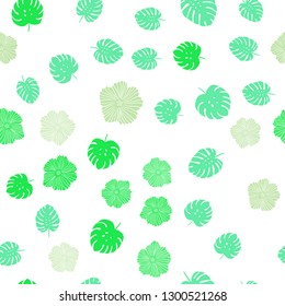 Light Green vector seamless abstract pattern with flowers, leaves. Sketchy doodles on white background. Template for business cards, websites.