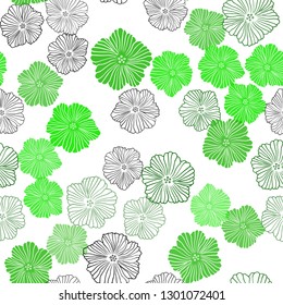 Light Green vector seamless abstract design with flowers. Flowers with gradient on white background. Texture for window blinds, curtains.