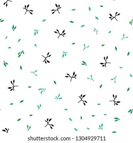 Light Green vector seamless abstract backdrop with leaves. Decorative illustration with doodles on abstract template. Design for textile, fabric, wallpapers.