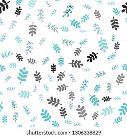 Light Green vector seamless abstract backdrop with leaves, branches. Leaves, branches in natural style on white background. Template for business cards, websites.
