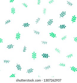 Light Green vector seamless abstract design with leaves. Blurred decorative design in Indian style with leaves. Pattern for trendy fabric, wallpapers.