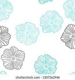 Light Green vector seamless abstract pattern with flowers. Illustration with colorful abstract doodle flowers. Template for business cards, websites.