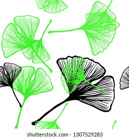 Light Green vector seamless abstract background with leaves. Decorative illustration with doodles on abstract template. Template for business cards, websites.