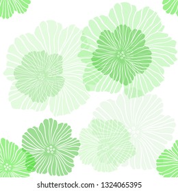 Light Green vector seamless abstract backdrop with flowers. Modern abstract illustration with flowers. Texture for window blinds, curtains.