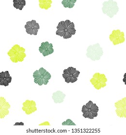 Light Green vector seamless abstract background with flowers. Colorful illustration with flowers in doodle style. Design for wallpaper, fabric makers.