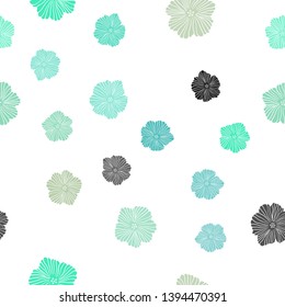 Light Green vector seamless abstract design with flowers. Abstract illustration with flowers in doodles style. Design for wallpaper, fabric makers.