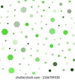 Light Green vector seamless backdrop with hexagons. Illustration with set of colorful hexagons. New design for website's poster, banner.