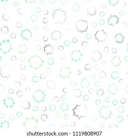 Light Green vector seamless backdrop with dots. Blurred decorative design in abstract style with bubbles. Pattern can be used for futuristic ad, booklets.