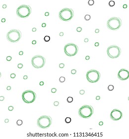 Light Green vector seamless backdrop with dots. Blurred decorative design in abstract style with bubbles. Pattern can be used as texture of wallpapers.