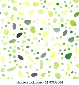 Light Green vector seamless backdrop with dots, spots. Modern abstract illustration with colorful water drops. Pattern for trendy fabric, wallpapers.