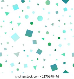 Light Green vector seamless backdrop with lines, circles, rhombus. Abstract illustration with colorful dots, lines, cubes. Pattern for trendy fabric, wallpapers.
