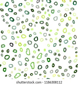 Light Green vector seamless backdrop with dots, spots. Modern abstract illustration with colorful water drops. Pattern for design of fabric, wallpapers.