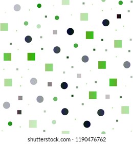 Light Green vector seamless backdrop with dots, spots, cubes. Colorful illustration with circles, squares in nature style. Design for textile, fabric, wallpapers.