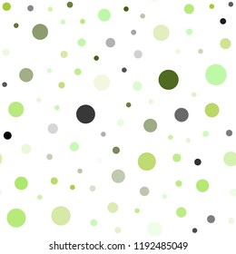 Light Green vector seamless backdrop with dots. Blurred decorative design in abstract style with bubbles. Template for business cards, websites.