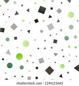 Light Green vector seamless backdrop with lines, circles, rhombus. Illustration with colorful circles, triangles, rectangles. Trendy design for wallpaper, fabric makers.