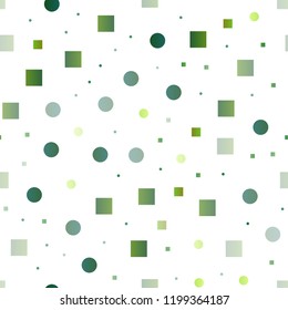Light Green vector seamless backdrop with dots, spots, cubes. Glitter abstract illustration with cubes, circles. Trendy design for wallpaper, fabric makers.