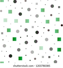 Light Green vector seamless backdrop with dots, spots, cubes. Abstract backdrop with colorful circles, rectangles. Pattern for trendy fabric, wallpapers.