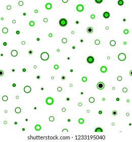 Light Green vector seamless backdrop with dots. Illustration with set of shining colorful abstract circles. Design for textile, fabric, wallpapers.
