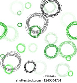 Light Green vector seamless backdrop with dots. Blurred decorative design in abstract style with bubbles. Pattern for trendy fabric, wallpapers.