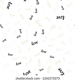 Light Green vector seamless backdrop with phrase LOVE YOU. Illustration with phrase LOVE YOU for valentine's day. Design for wallpaper, fabric makers.