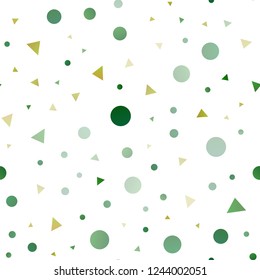 Light Green vector seamless backdrop with lines, circles. Abstract gradient illustration with circles, triangles. Template for business cards, websites.