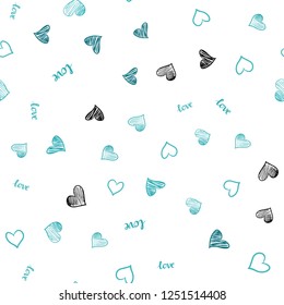 Light Green vector seamless backdrop with phrase LOVE YOU, hearts. Illustration with phrase LOVE YOU, hearts for valentine's day. Design for wallpaper, fabric makers.