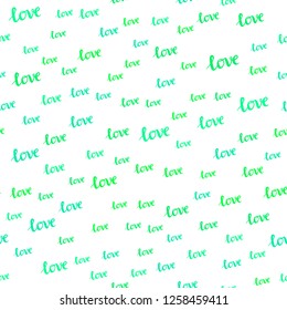 Light Green vector seamless backdrop with phrase LOVE YOU. Illustration with phrase LOVE YOU for valentine's day. Design for wallpaper, fabric makers.