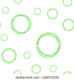 Light Green vector seamless backdrop with dots. Glitter abstract illustration with blurred drops of rain. Pattern for design of fabric, wallpapers.