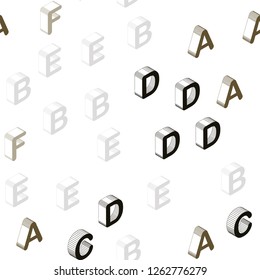 Light Green vector seamless backdrop with 3D english symbols. Colorful 3D alphabet signs with gradient on white background. Template for business cards, websites.
