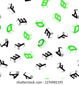Light Green vector seamless backdrop with 3D english symbols. Abstract illustration with 3D ABC symbols. Pattern for design of fabric, wallpapers.