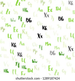 Light Green vector seamless backdrop with english symbols. Shining illustration with ABC symbols on abstract template. Pattern for trendy fabric, wallpapers.