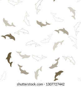 Light Green vector seamless backdrop with ocean dolphins. Shining illustration of colorful gradient sea dolphins. Natural design for wallpapers.