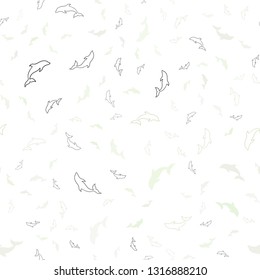 Light Green vector seamless backdrop with ocean dolphins. Modern abstract illustration with sea dolphins. Template for natural magazines.