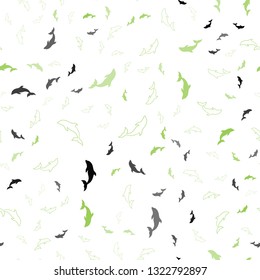 Light Green vector seamless backdrop with ocean dolphins. Modern abstract illustration with sea dolphins. Pattern for marine leaflets.