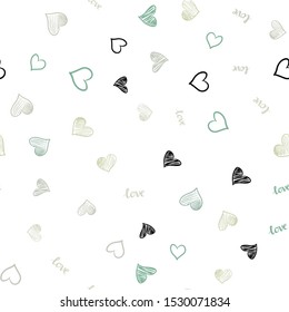 Light Green vector seamless backdrop with phrase LOVE YOU, hearts. Colorful gradient phrase LOVE YOU, hearts in abstract style. Design for wallpaper, fabric makers.