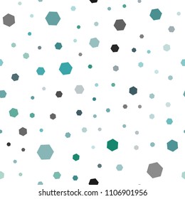 Light Green vector seamless background with hexagons. Colorful hexagons on white backdrop. Pattern can be used for landing pages.