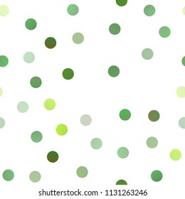 Light Green vector seamless background with bubbles. Blurred bubbles on abstract background with colorful gradient. Completely new template for your brand book.