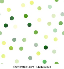 Light Green vector seamless background with bubbles. Abstract illustration with colored bubbles in nature style. Completely new template for your brand book.