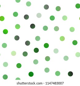 Light Green vector seamless background with dots. Abstract illustration with colored bubbles in nature style. The pattern can be used for aqua ad, booklets.