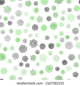 Light Green vector seamless background with xmas snowflakes. Glitter abstract illustration with crystals of ice. Pattern for trendy fabric, wallpapers.